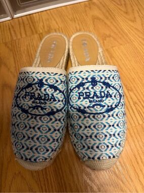 Prada | Shoes | Prada Green Peeptoe Mules | Poshmark